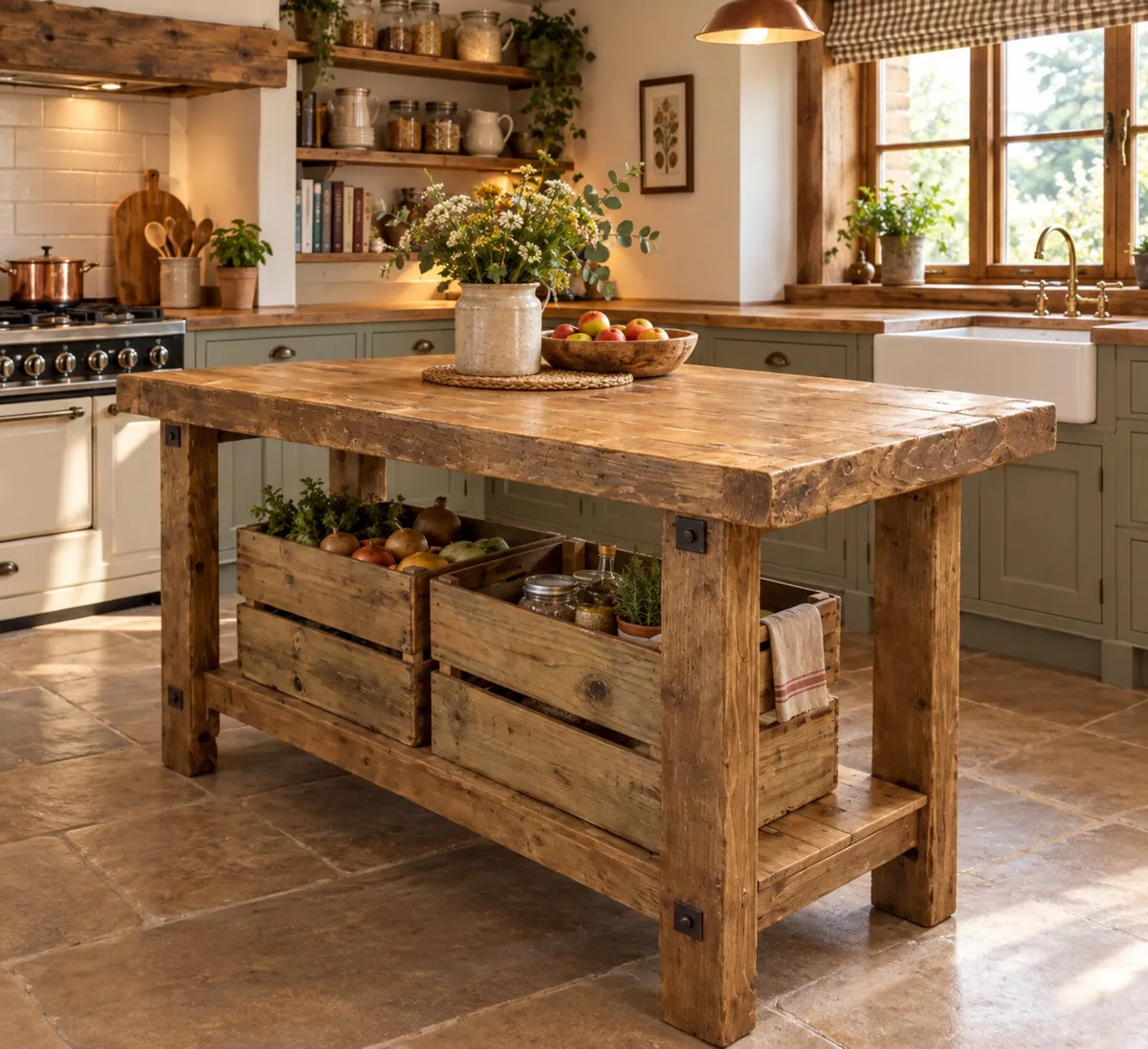 Reclaimed wood kitchen island - Image 1