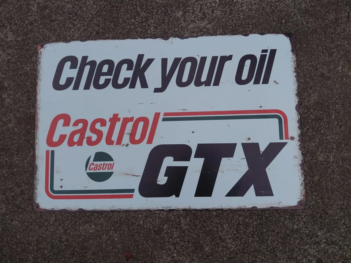 Large Vintage Style Castrol Oil GTX Metal Sign - Image 1
