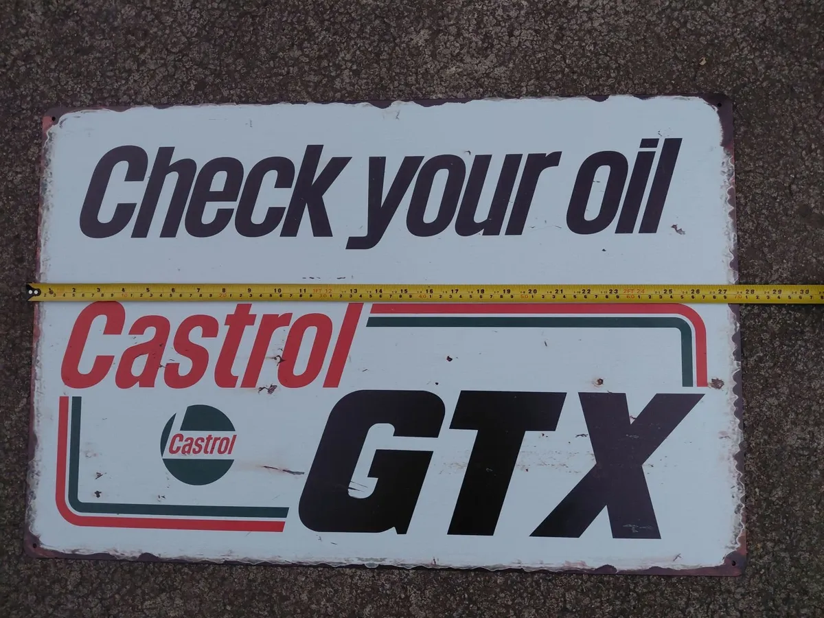 Large Vintage Style Castrol Oil GTX Metal Sign - Image 4