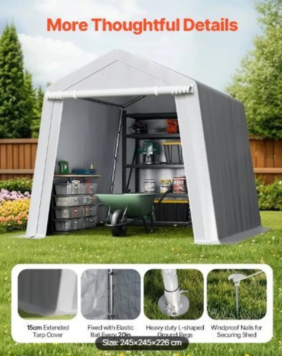 Outdoor Storage Shed, 8 x 8 ft Portable - Image 4
