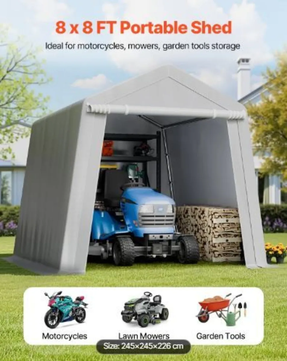 Outdoor Storage Shed, 8 x 8 ft Portable - Image 2