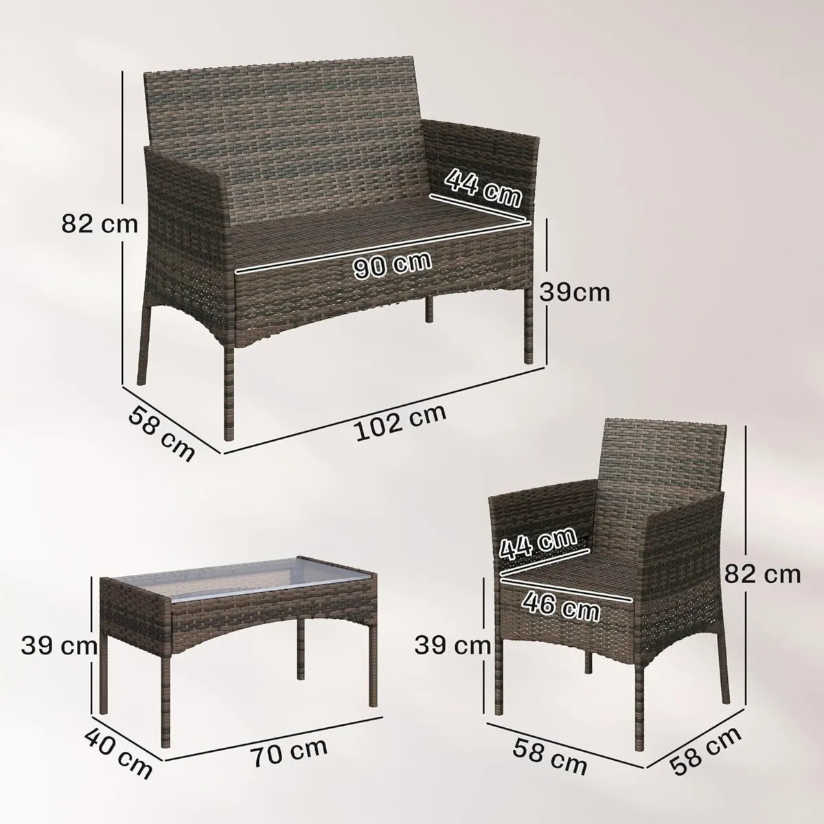 Rattan 4 Piece Outdoor Garden Sofa Set - Image 3