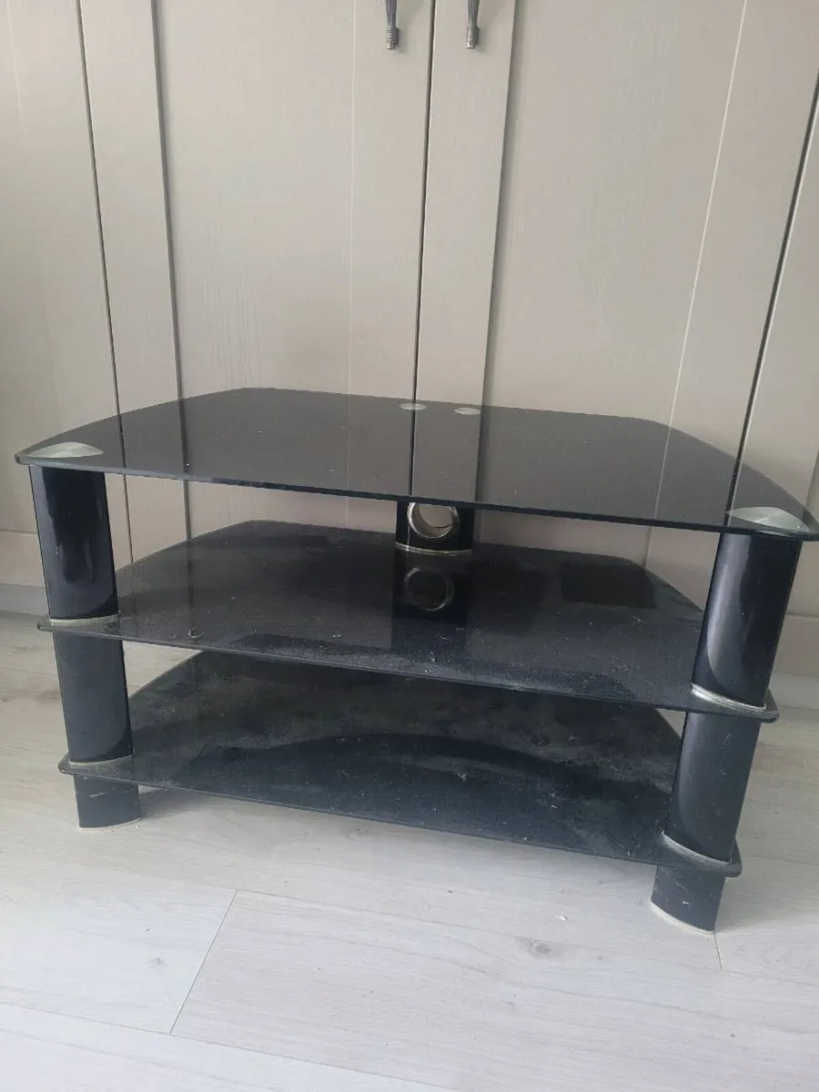 Black glass TV stand