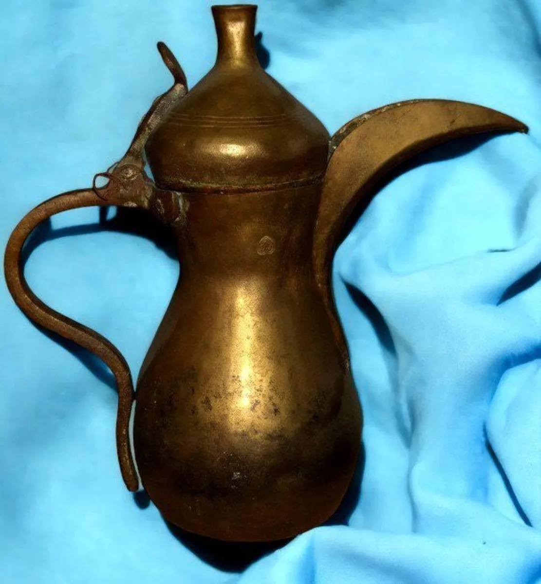 Antique Arabic Brass Dallah Coffee Pot-Signed - Image 4