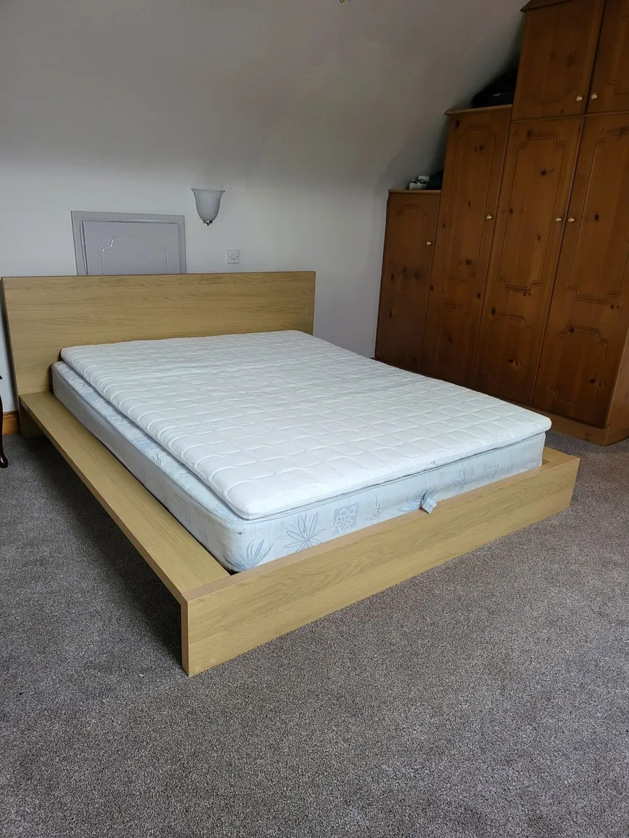 King bed and mattress with ikea topper. - Image 1