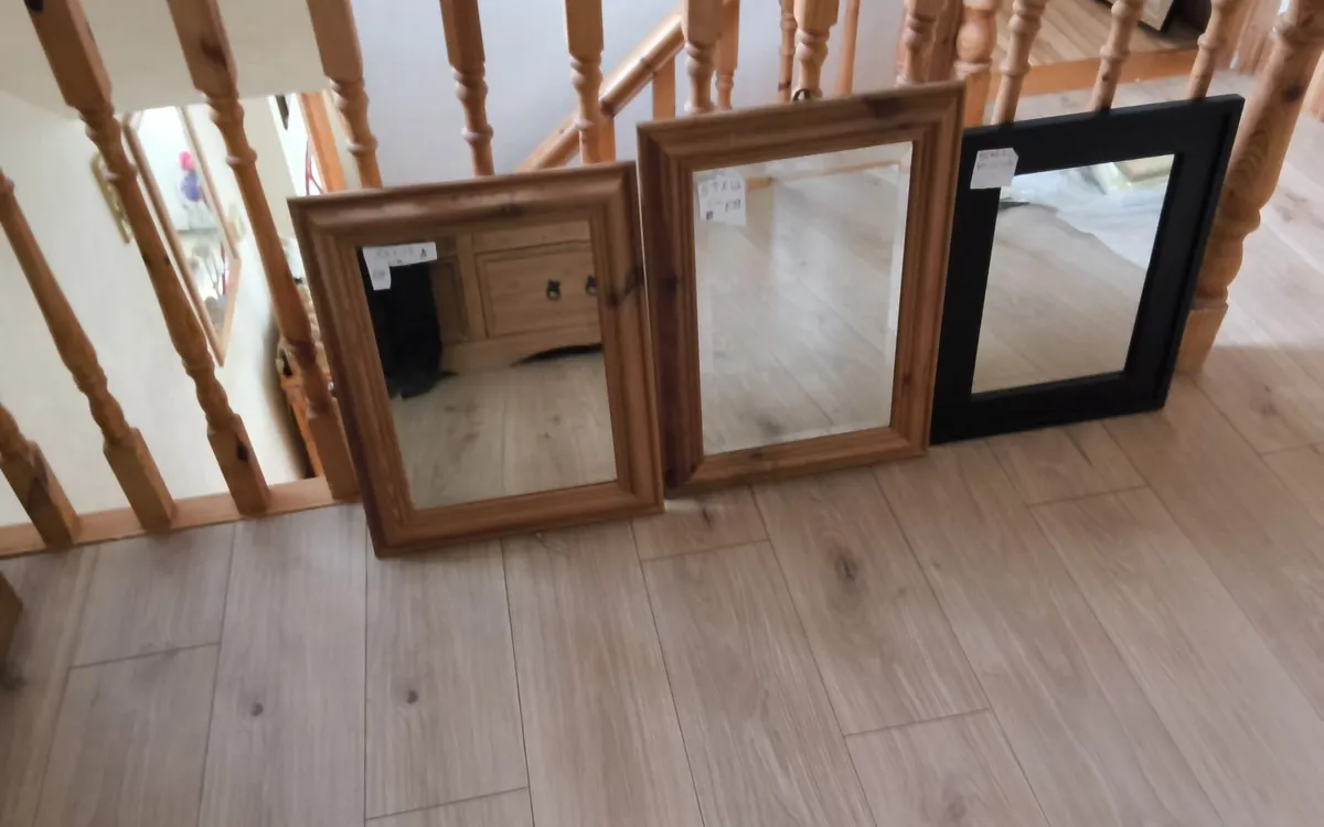3 lovely mirrors  2 solid pine beverled mirrors - Image 1