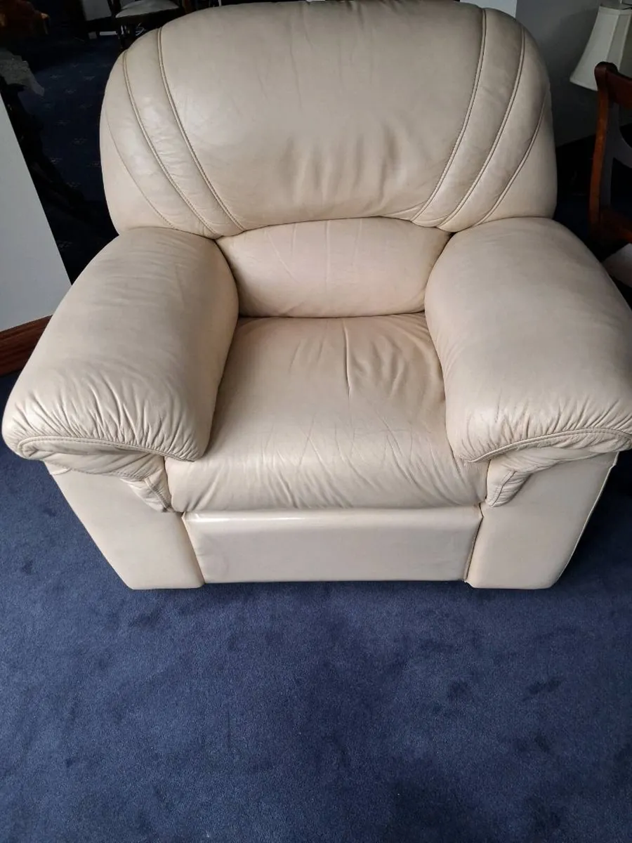Cream Leather Recliner - Image 1