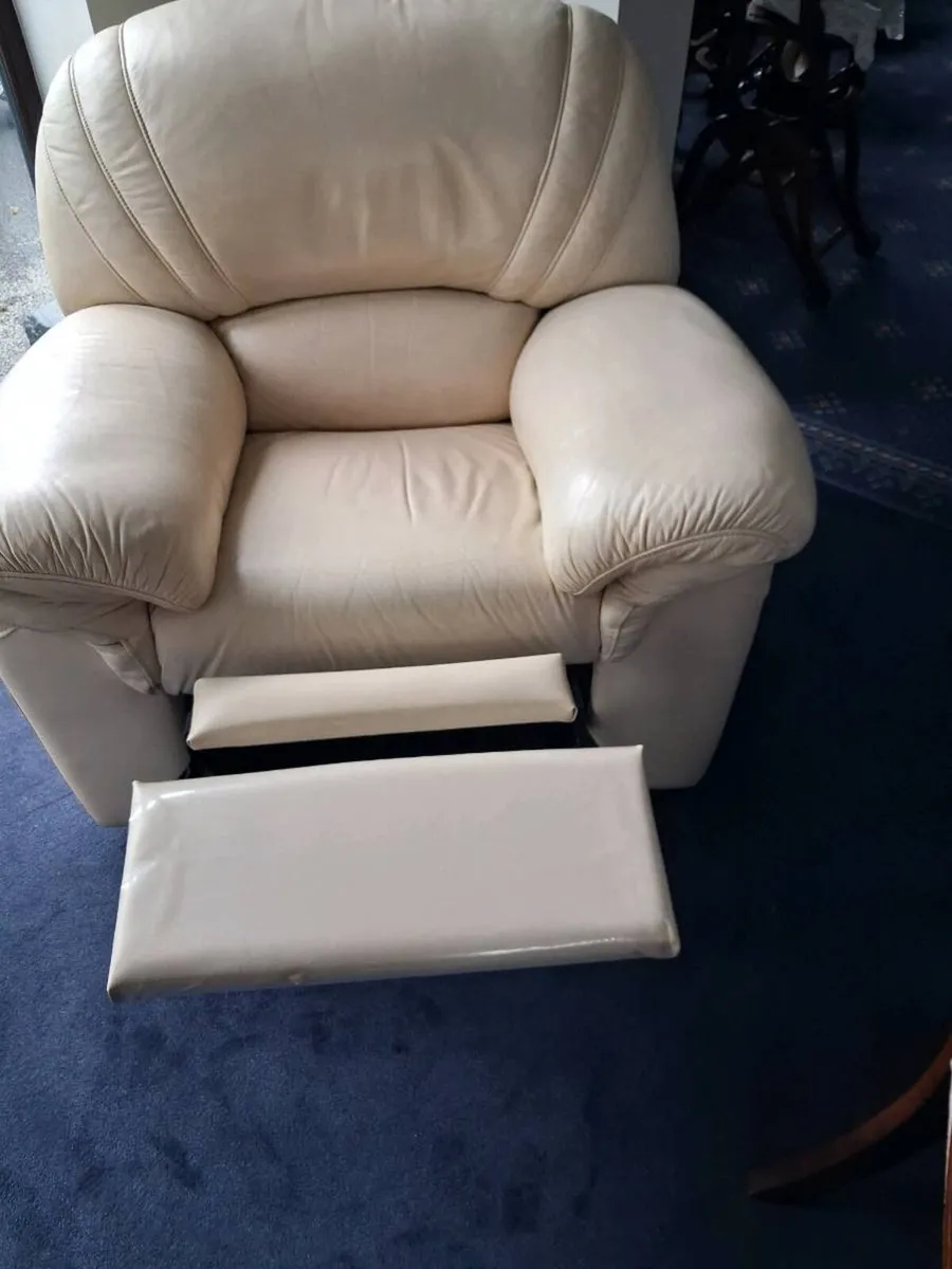 Cream Leather Recliner - Image 2