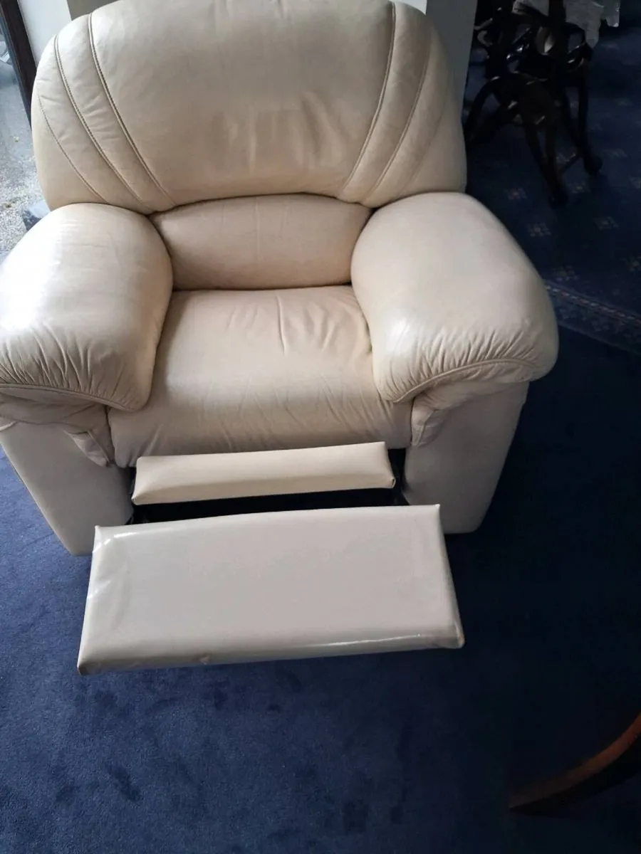 Cream Leather Recliner - Image 3