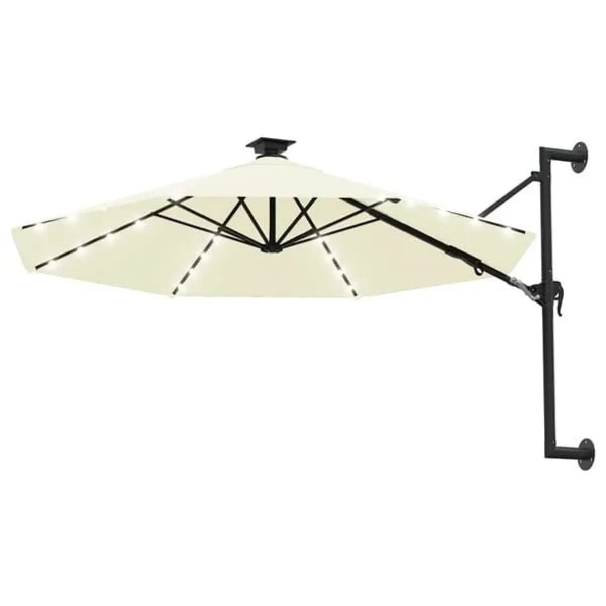 Wall-mounted Garden Parasol with LEDs 300 cm Sand - Image 2
