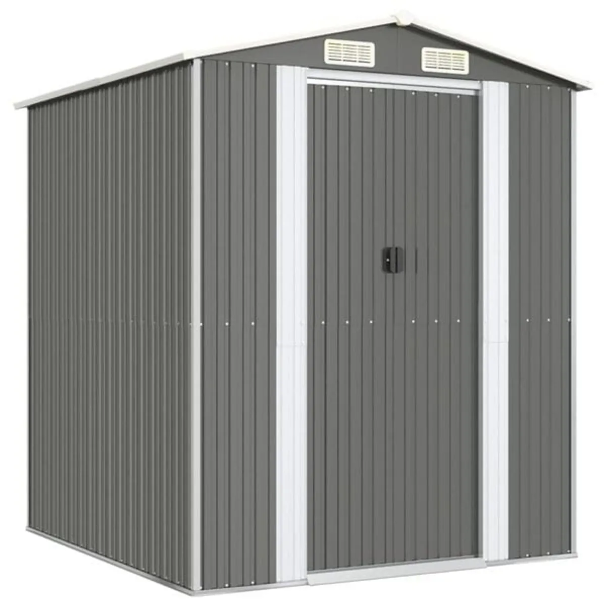 Garden Shed Light Grey 192x191x223 cm Galvanised S - Image 1