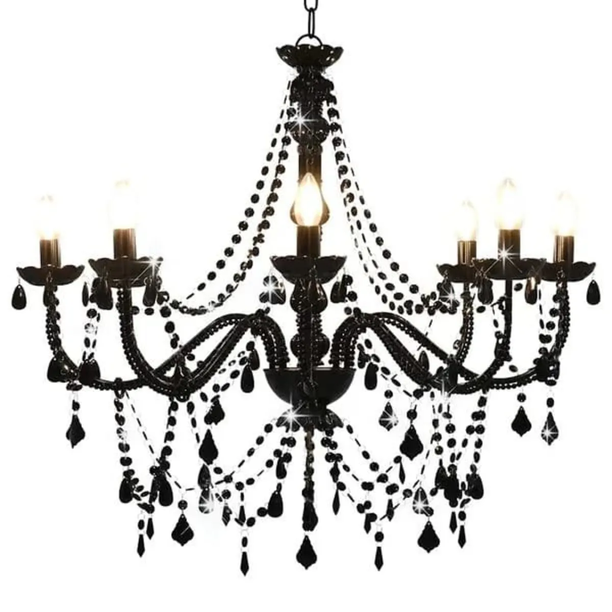Chandelier with Beads Black 8 x E14 Bulbs

Descrip - Image 1