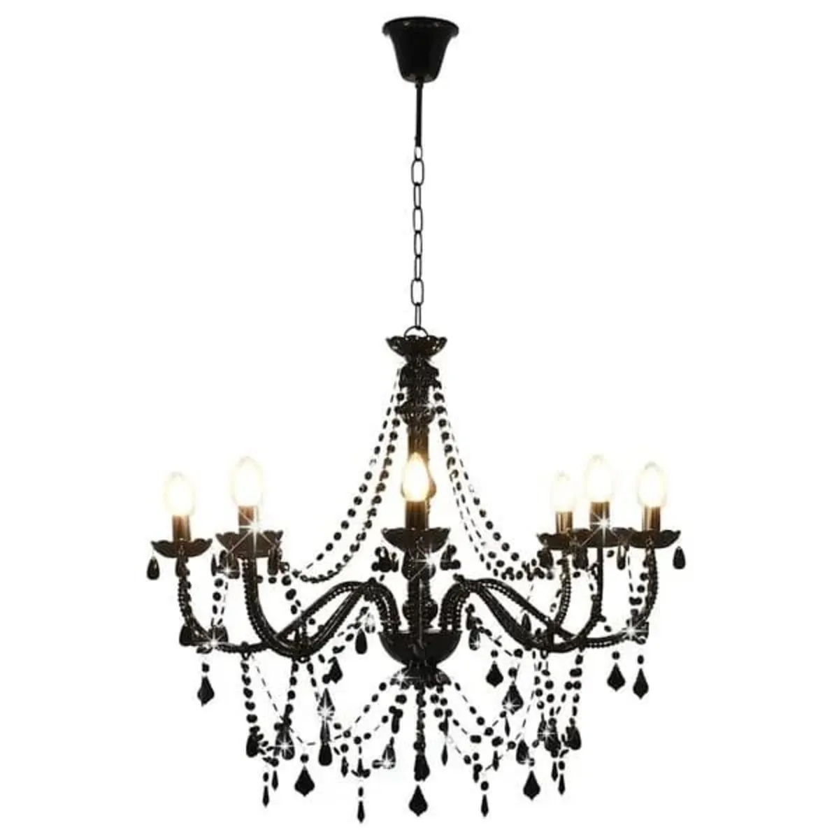 Chandelier with Beads Black 8 x E14 Bulbs

Descrip - Image 2
