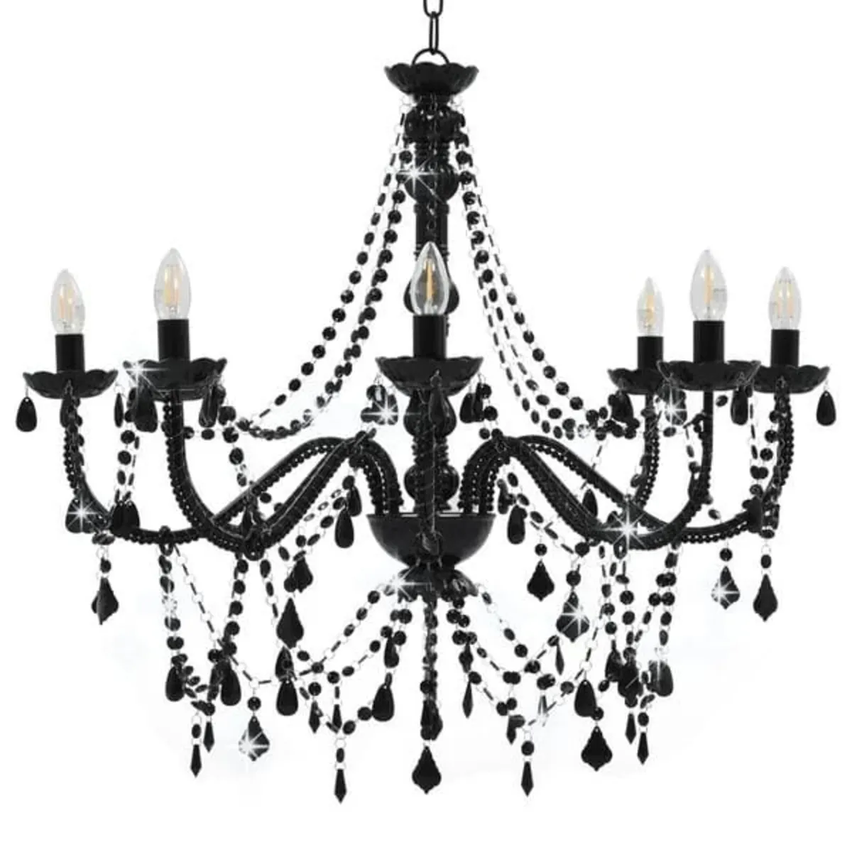 Chandelier with Beads Black 8 x E14 Bulbs

Descrip - Image 3