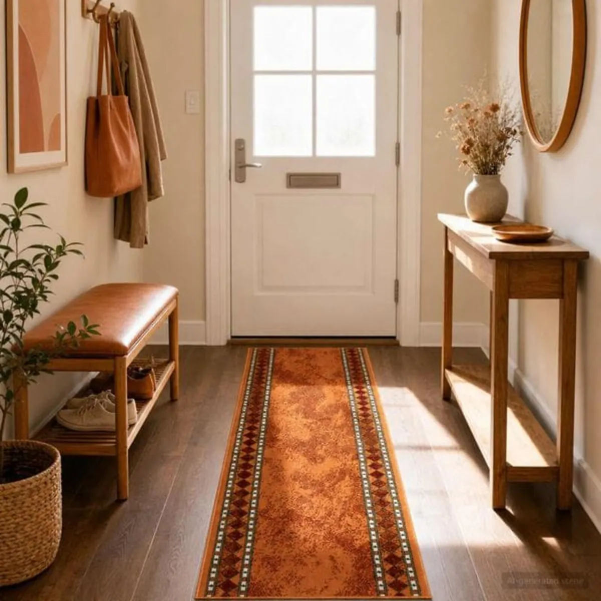 Runner Rug FLORNES Woven Orange Diamonds 67 x 150 - Image 2