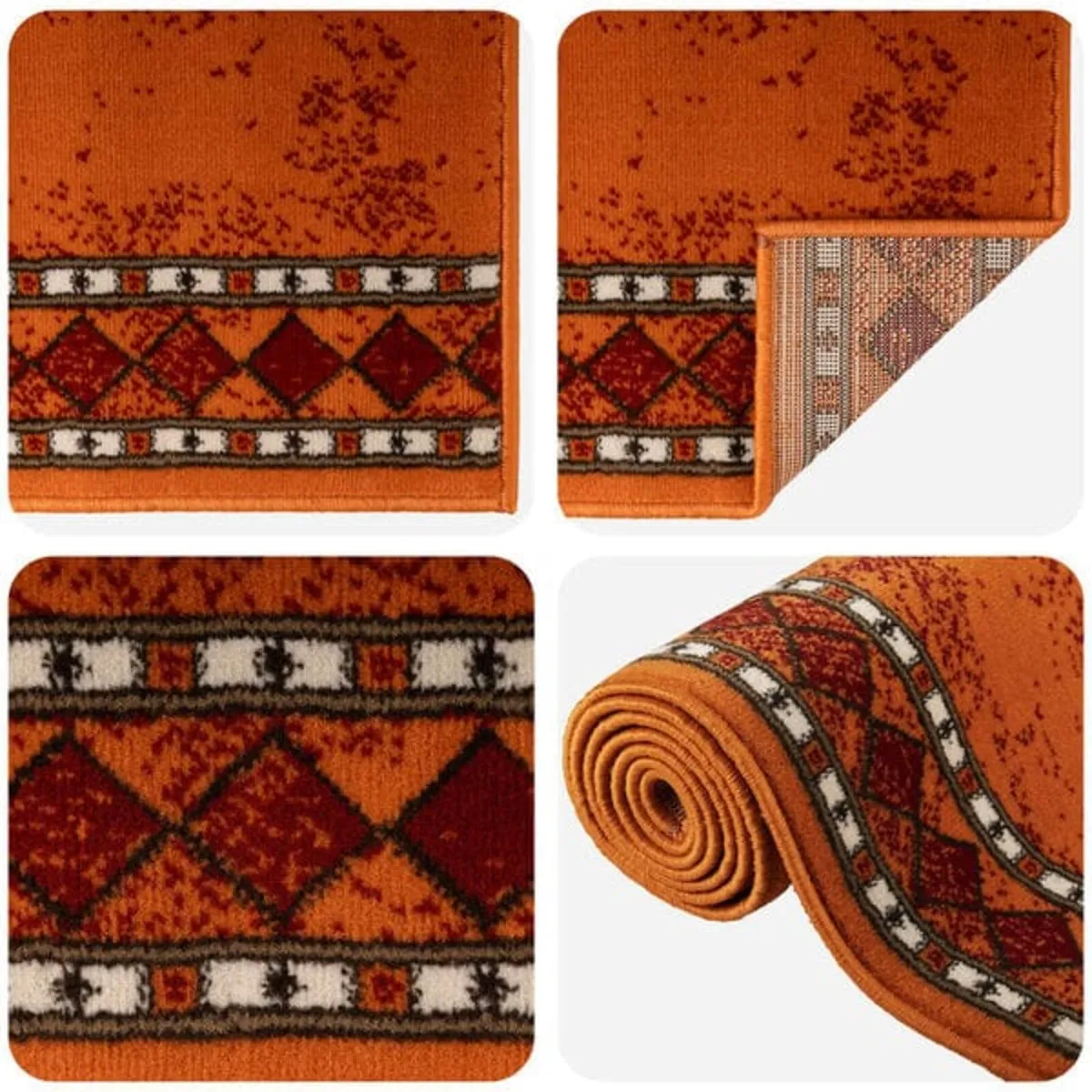 Runner Rug FLORNES Woven Orange Diamonds 67 x 150 - Image 3