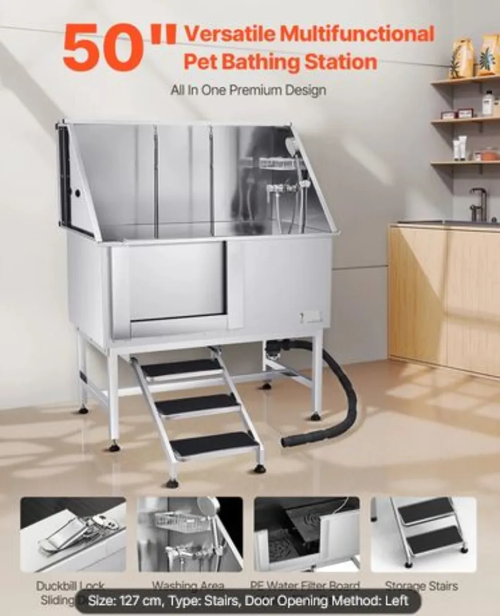 Stainless Steel Dog Washing Station, 127 cm Pet - Image 2