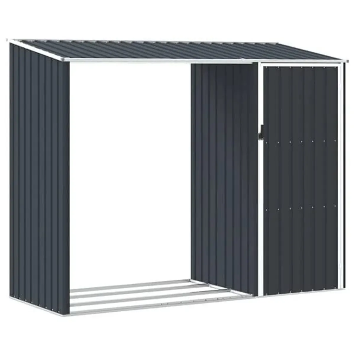 Garden Firewood Shed Anthracite 245x98x159 cm Galv - Image 1