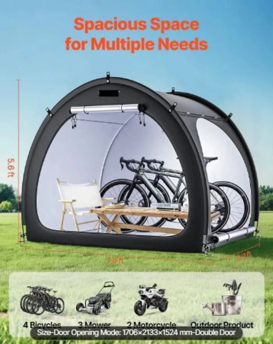 Bike Storage Tent, 4 to 5 Bikes, Outdoor - Image 3
