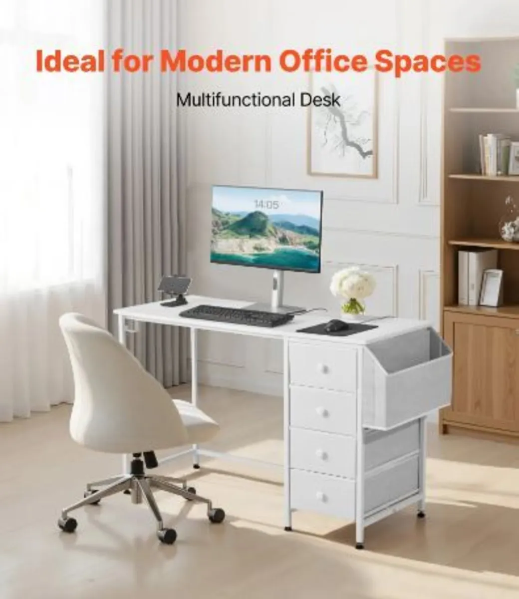 Computer Desk with Fabric Drawers, 120 cm - Image 1