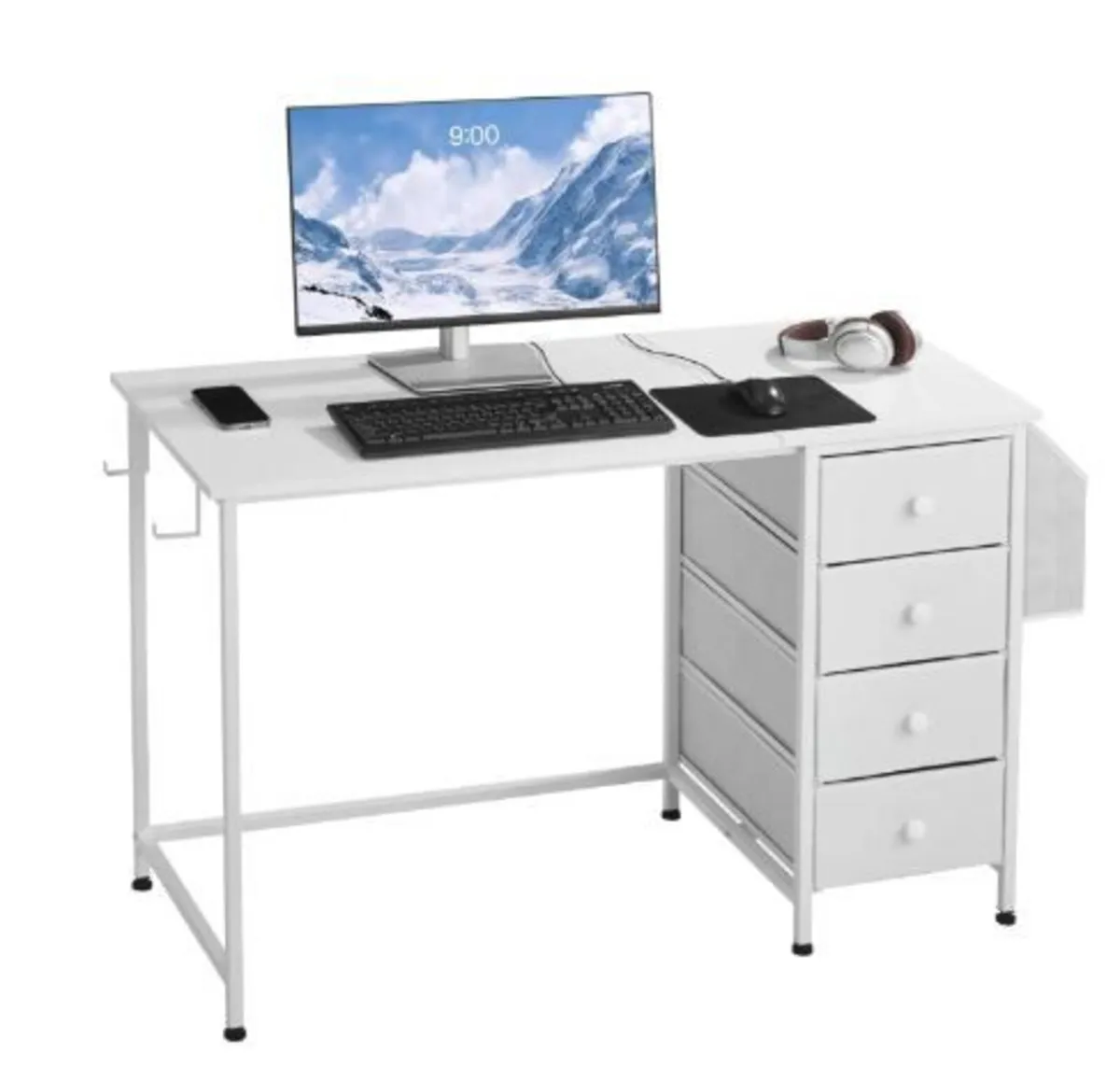 Computer Desk with Fabric Drawers, 120 cm - Image 3