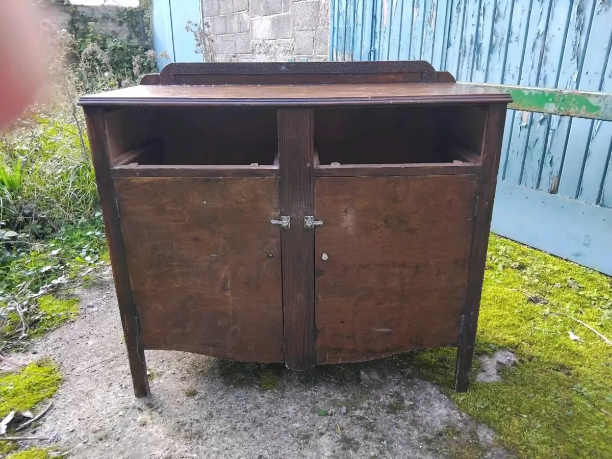 Antique Oak Sideboard / Buffet Cabinet - Image 3