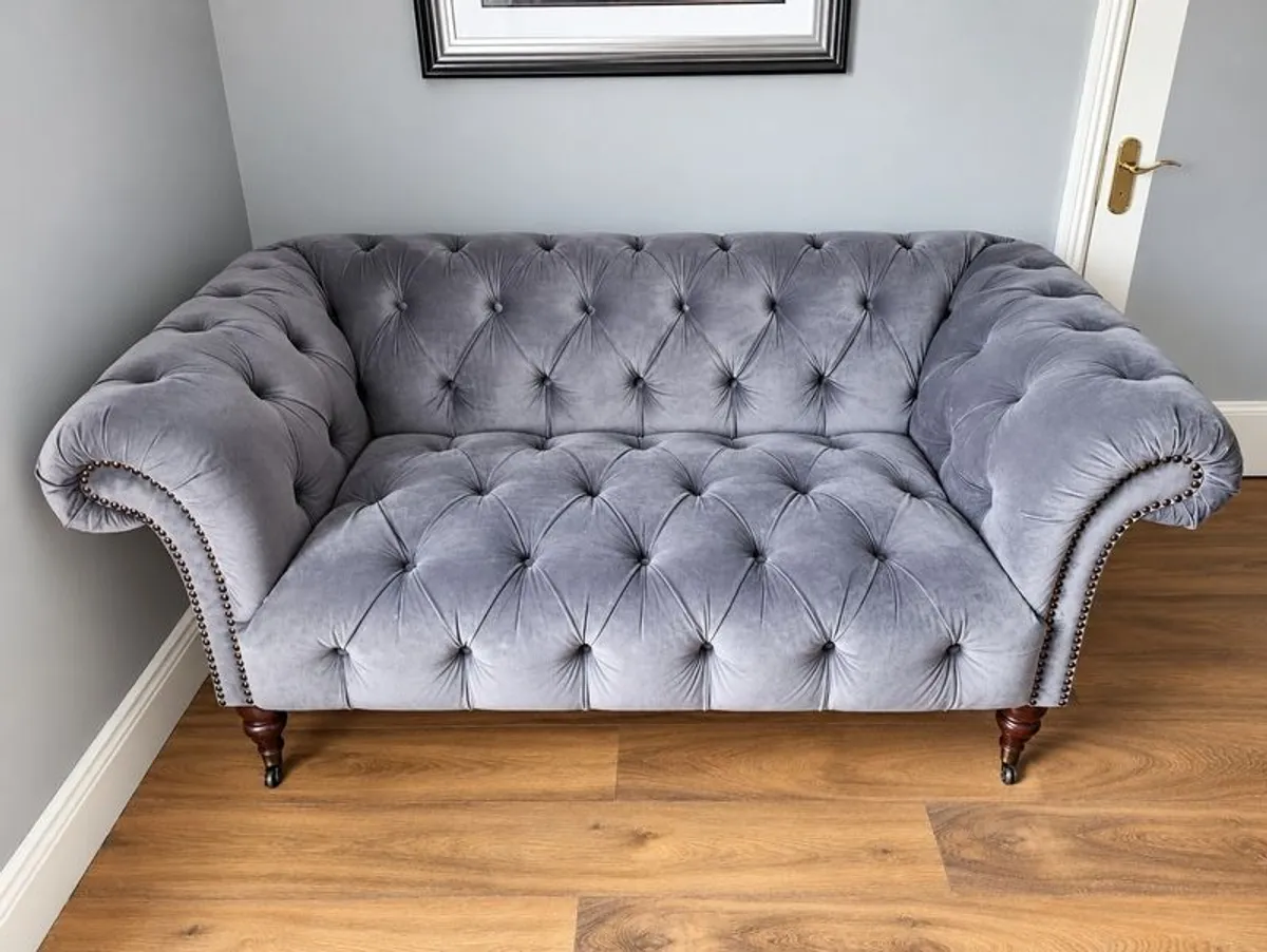 Grey Velvet Chesterfield Sofa - Image 2