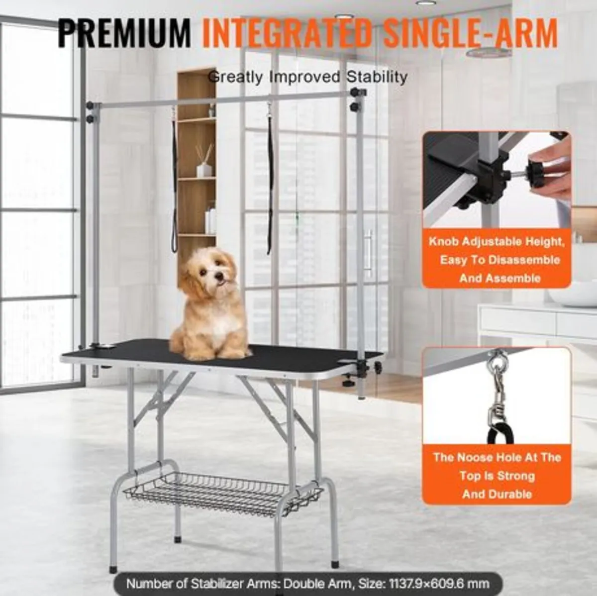 Pet Grooming Table Two Arms with Clamp, 117cm Dog - Image 2