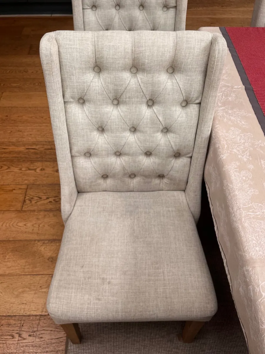 Cream button backed Kitchen chairs. - Image 3