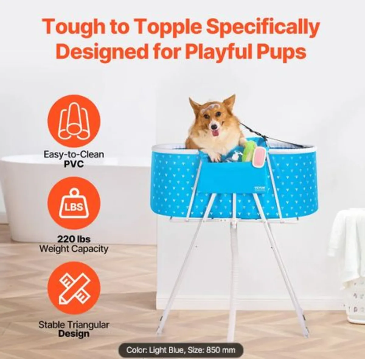 Portable Dog Bathtub, Elevated & Foldable Space- - Image 4