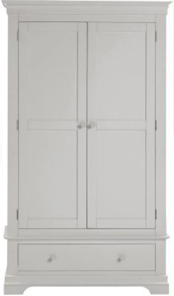 Bordeaux 2 Door Wardrobe Pebble Grey - Image 2