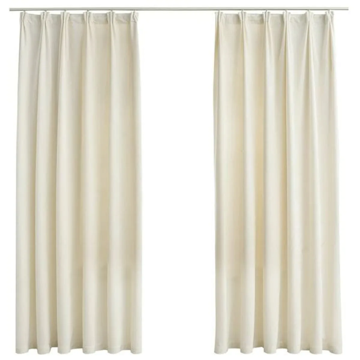 Blackout Curtains 2 pcs with Hooks Velvet Cream 14 - Image 1