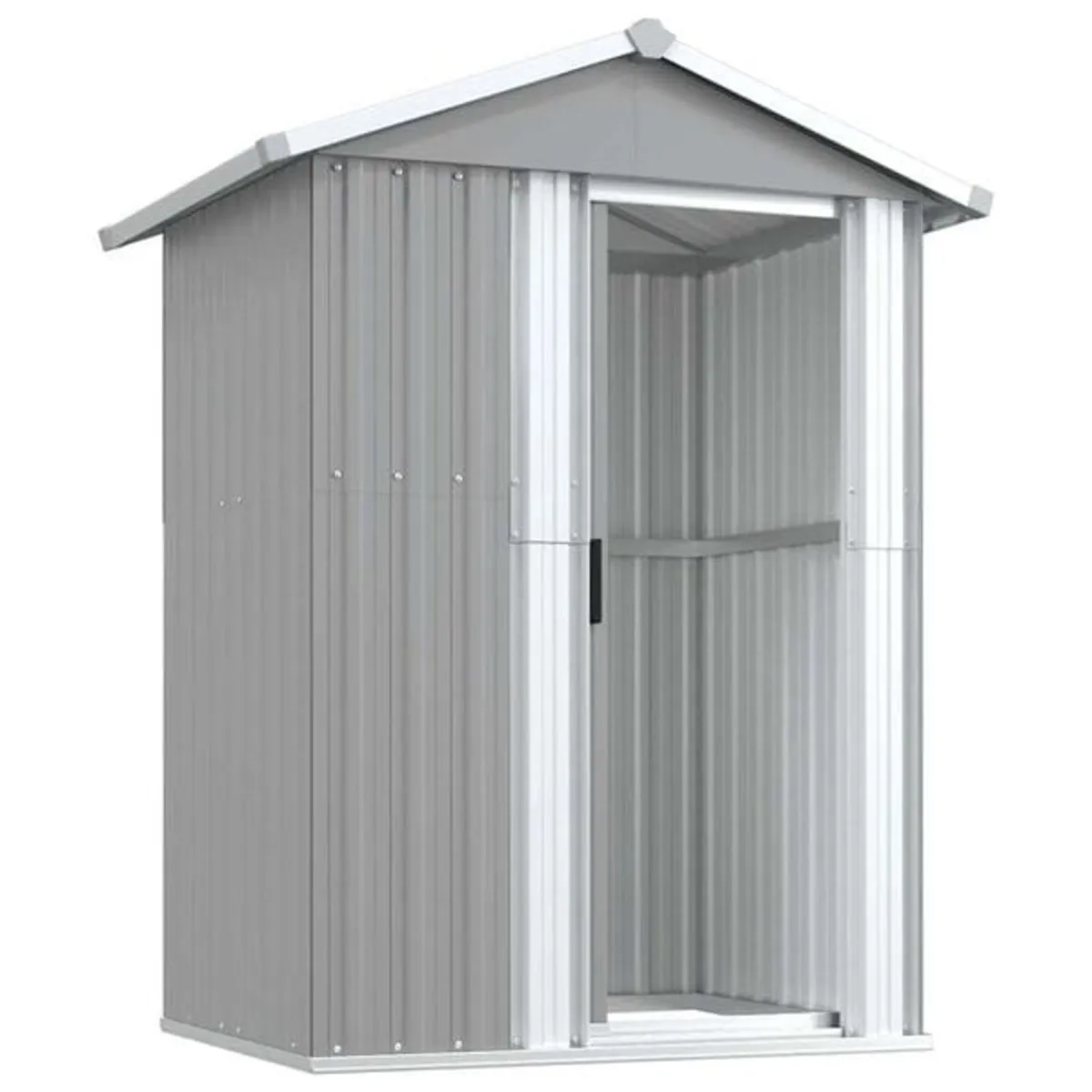 Garden Shed Grey 126x97,5x177 cm Galvanised Steel - Image 4