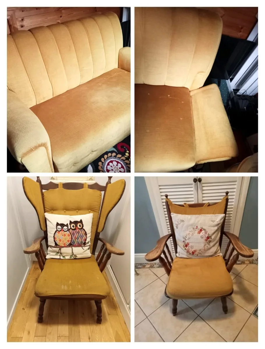 vintage couch and armchairs