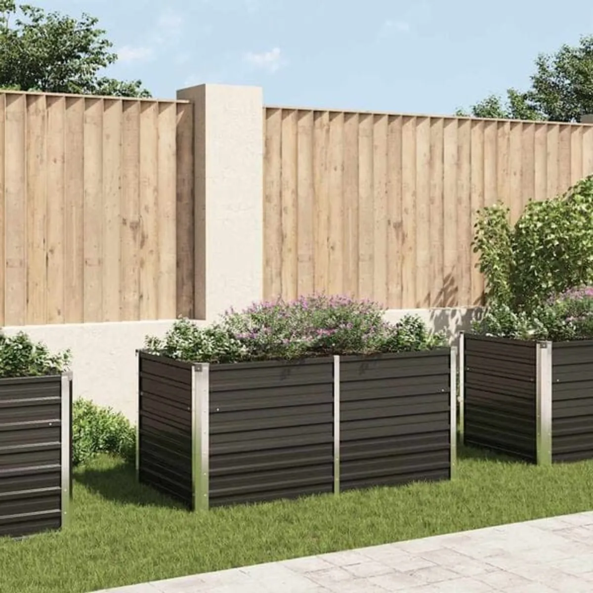 Raised Garden Bed Anthracite 160x80x77 cm Galvanis - Image 2
