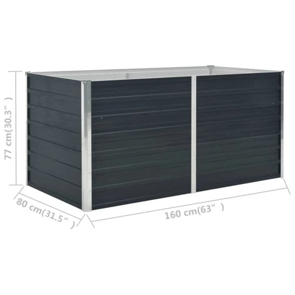 Raised Garden Bed Anthracite 160x80x77 cm Galvanis - Image 3