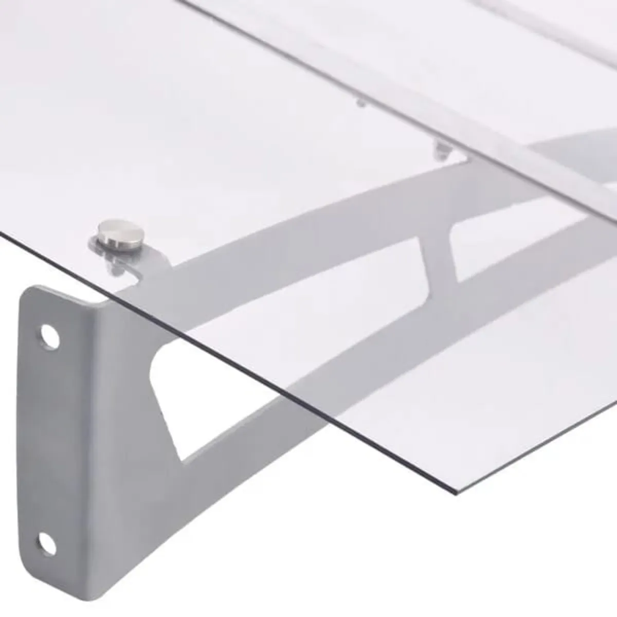 Door Canopy Silver and Transparent 120x90 cm Polyc - Image 2
