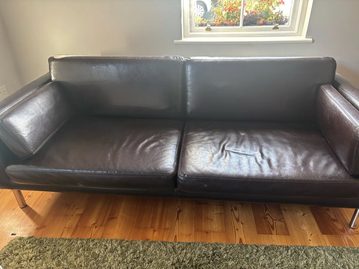 Synthesis leather couch . Dark brown