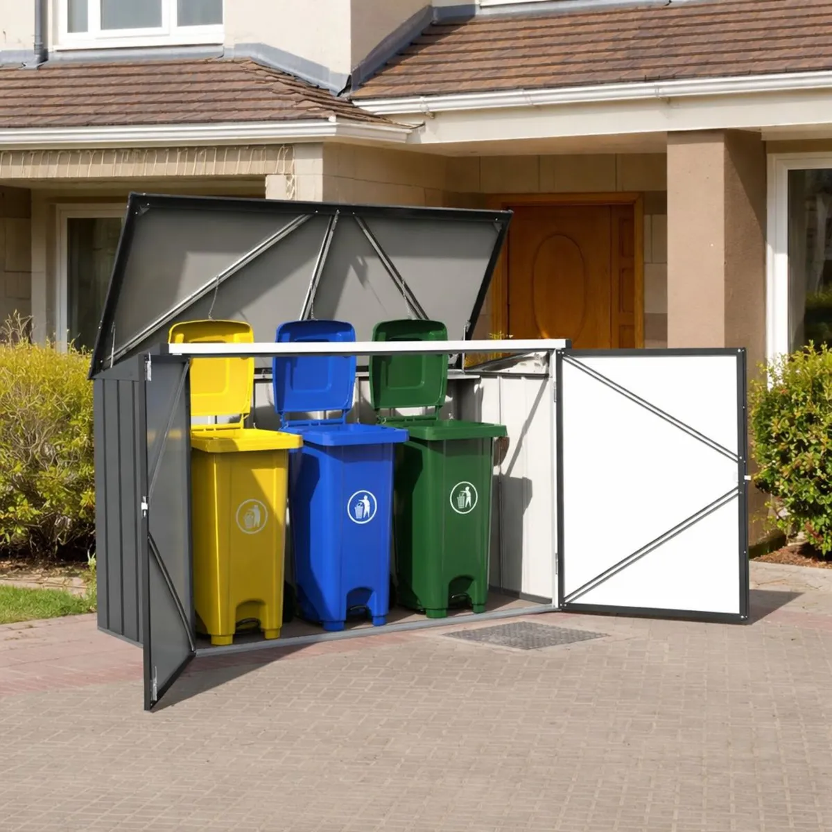 🗑️ 7x3 STEEL 3-WHEELIE BIN STORAGE SHED – ANTHRAC - Image 4