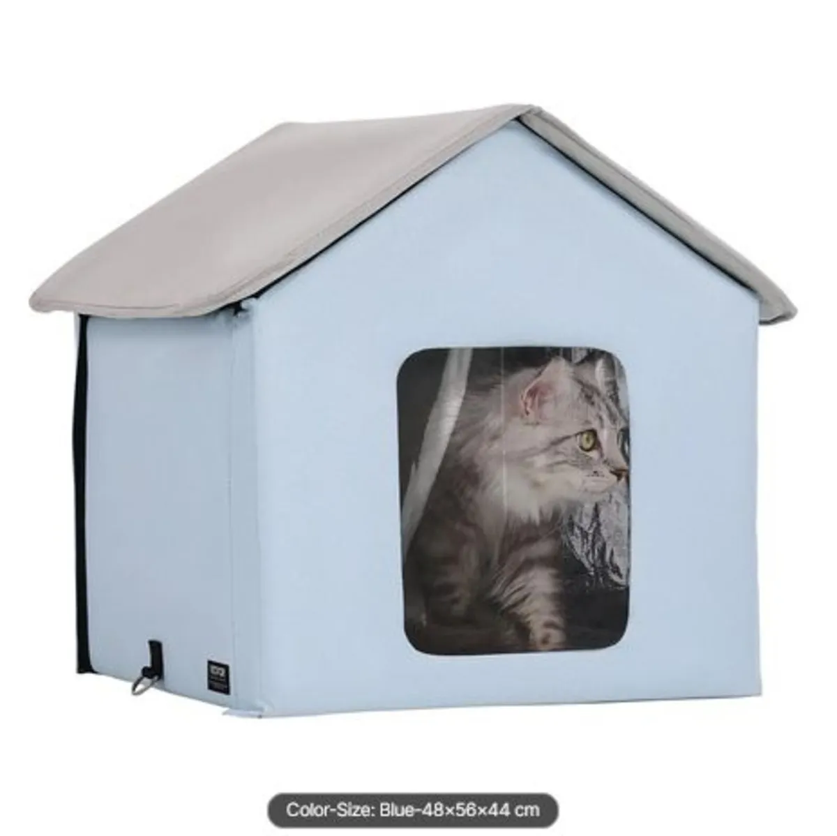 Heated Cat House, Outdoor Kitty Shelter with Timer - Image 1