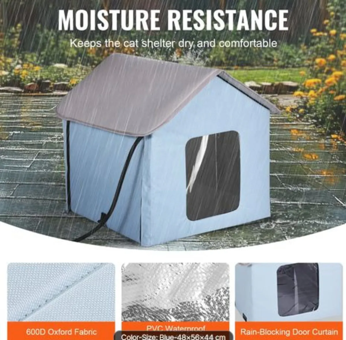Heated Cat House, Outdoor Kitty Shelter with Timer - Image 3