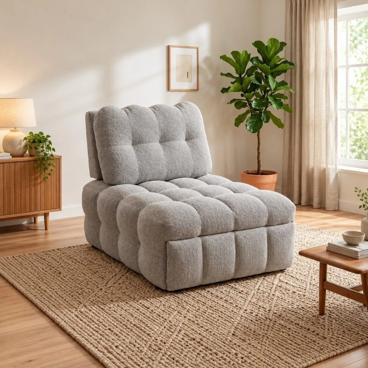 🔥 NOELLE SINGLE CHAIR BED – 2 IN 1 | GREY - Image 1