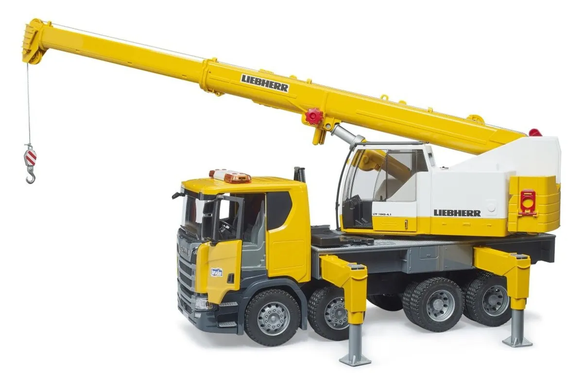 Bruder Toy Tipper Truck 03766 and Crane 03571 - Image 3