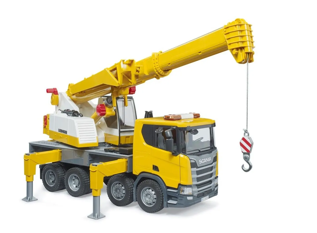 Bruder Toy Tipper Truck 03766 and Crane 03571 - Image 4