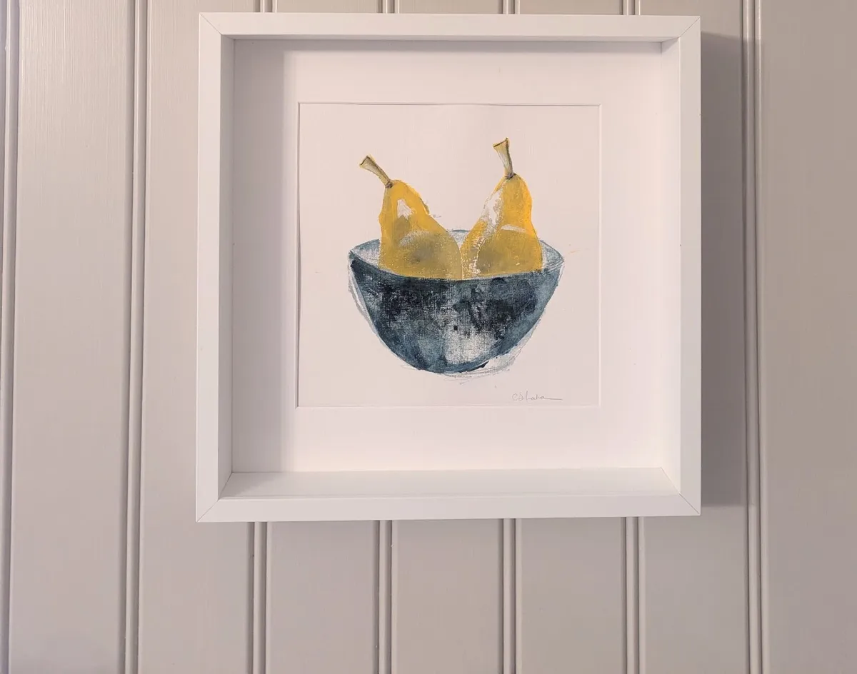 Pear Still Life -White Box Frame - Signed Original - Image 1