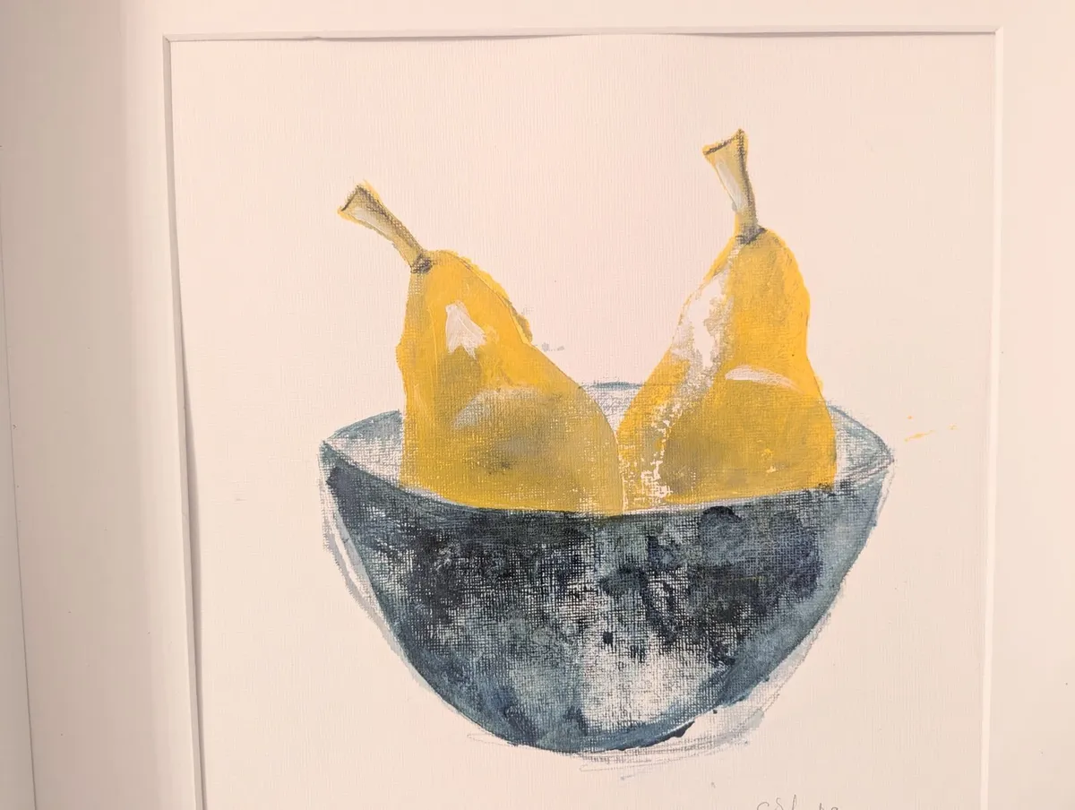 Pear Still Life -White Box Frame - Signed Original - Image 3