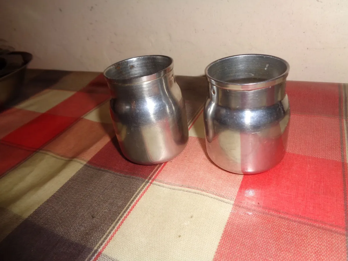 Stainless Steel Milk/Cream Containers x 2 for sale - Image 1