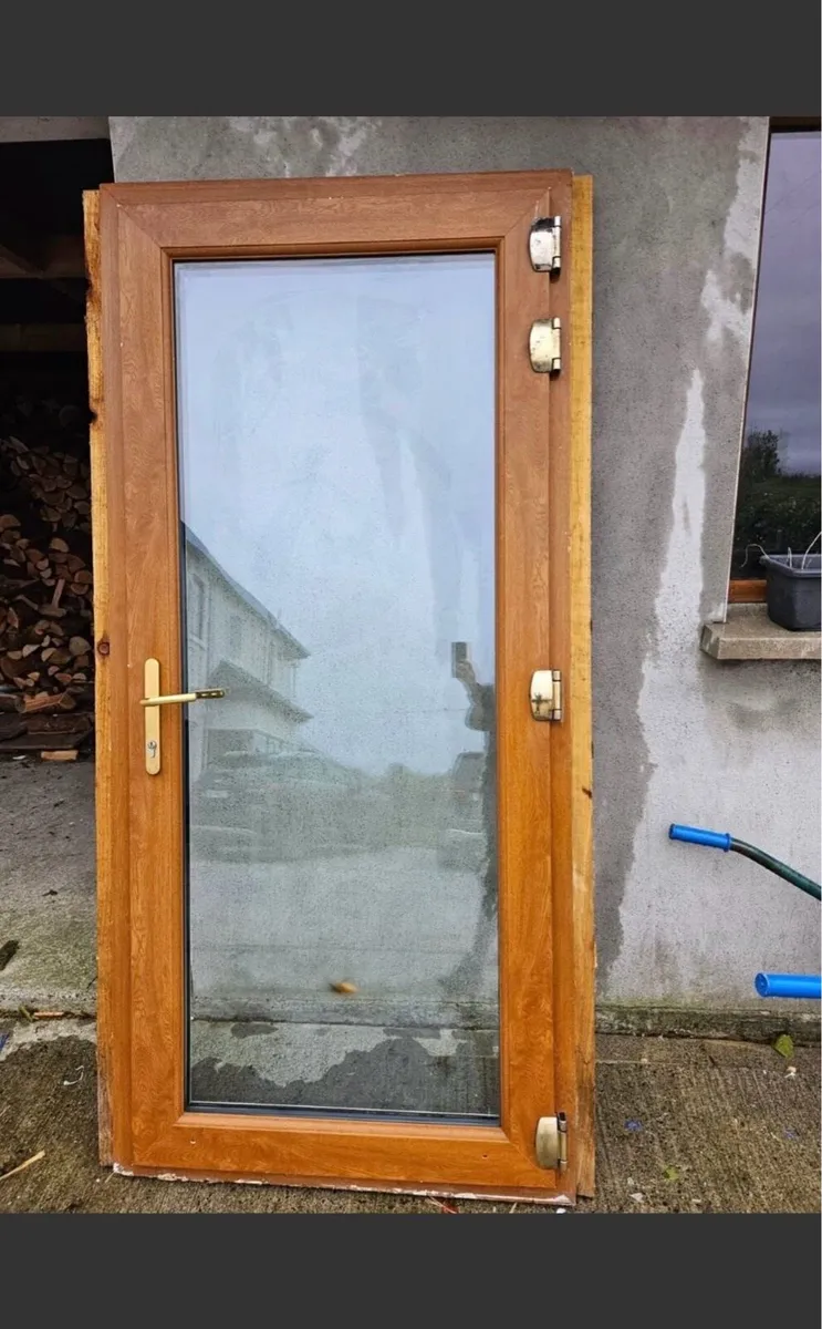 ✳️ PVC golden oak triple glazed full glass door
