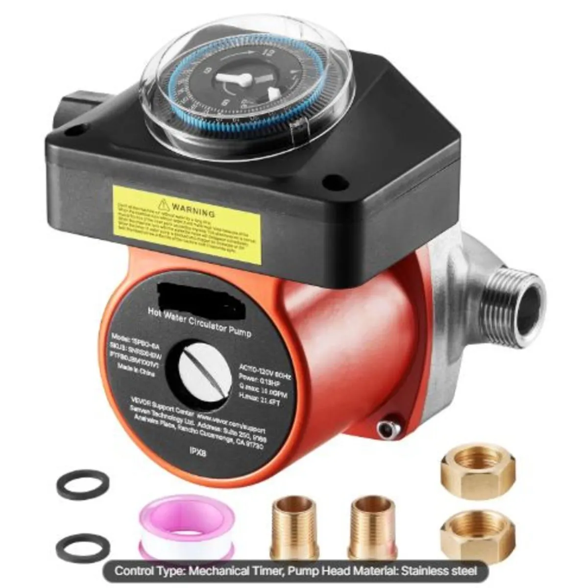 Hot Water Recirculating Pump, with Timer, 38 LPM - Image 1