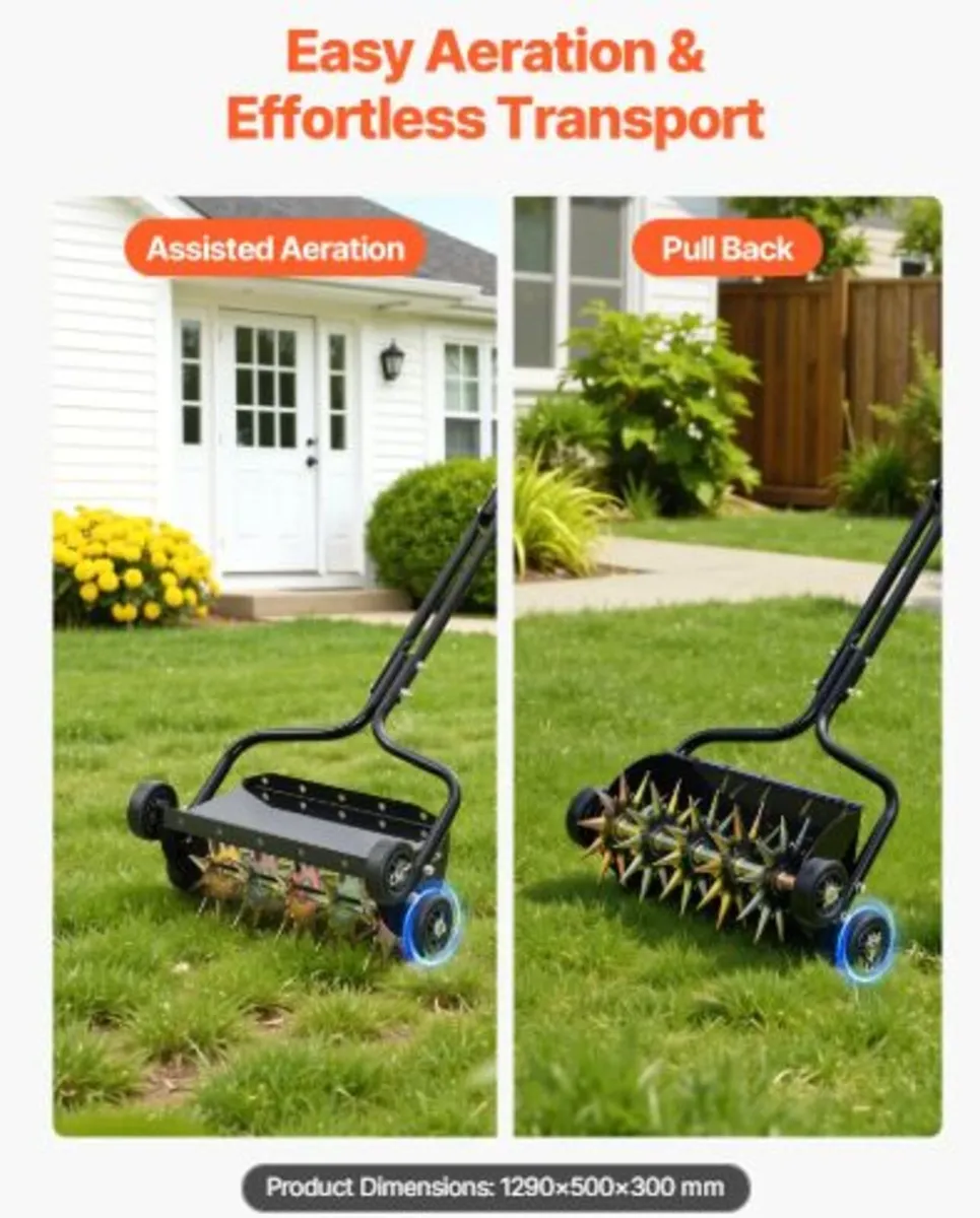 R Lawn Aerator, 18 in Manual Push Spike Aerator - Image 3